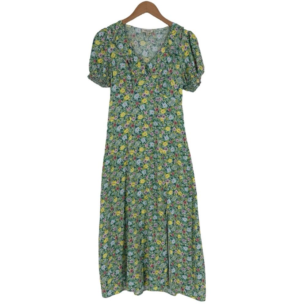 Albaray Dotty Daisy Print Midi Dress In Green/Multi | Size 4 — image 3 of 8